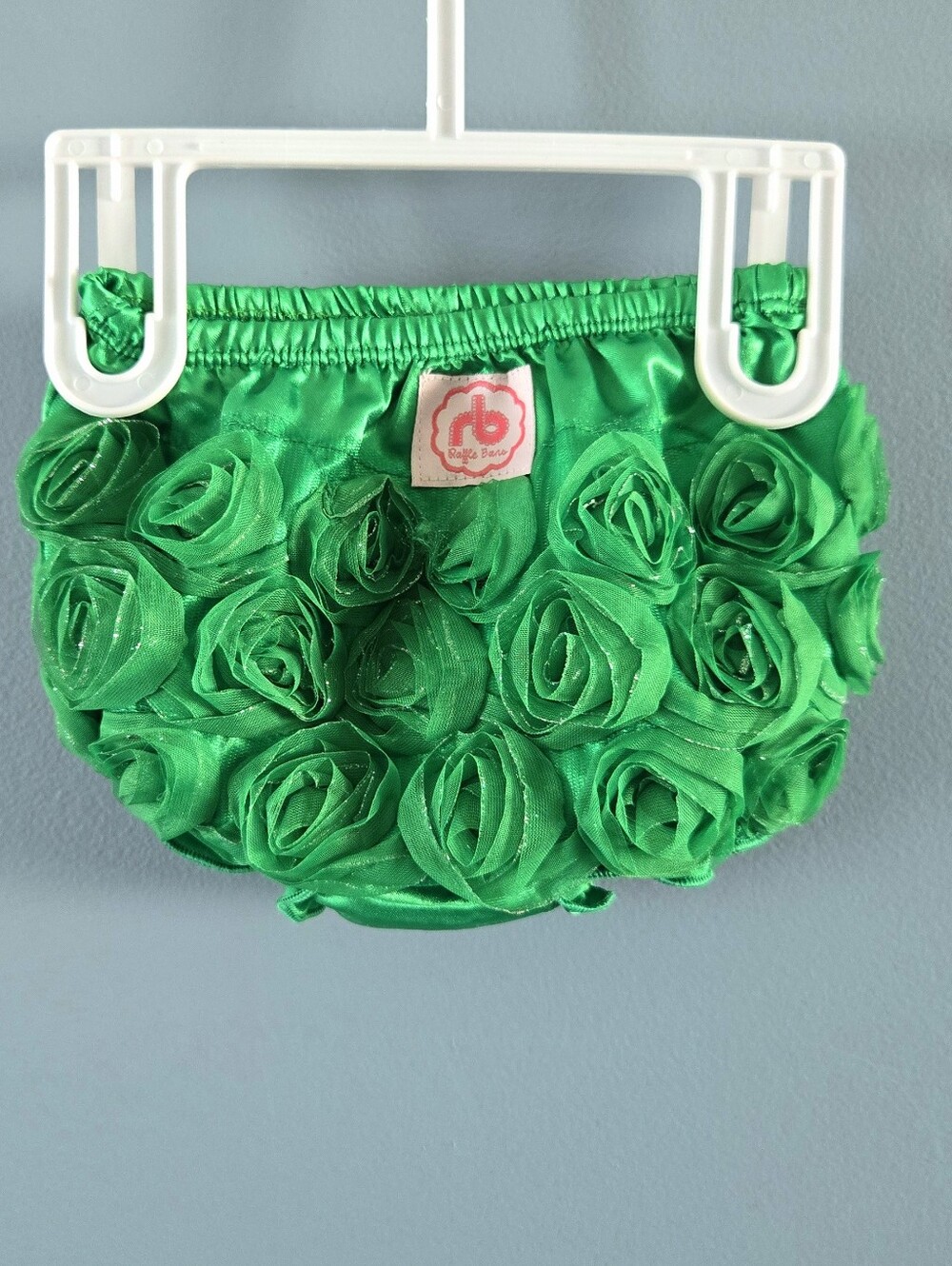 Green Rose Satin Ruffle Diaper Cover Bloomers
